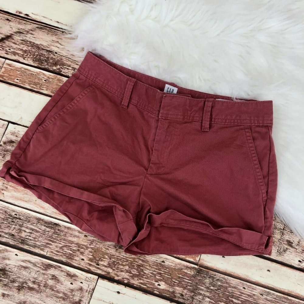 Gap Flat Front City Short Cuffed Sz 4 Pink Stretch - Picture 2 of 6